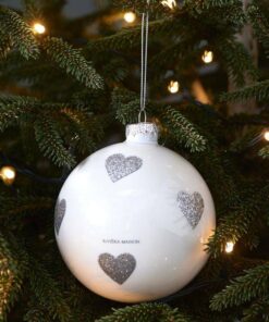 ΧΡΙΣΤΟΥΓΕΝΝΙΑΤΙΚΗ ΓΥΑΛΙΝΗ ΜΠΑΛΑ ΜΕ ΑΣΗΜΙ ΓΚΛΙΤΕΡ ΚΑΡΔΙΕΣ MEDIUM