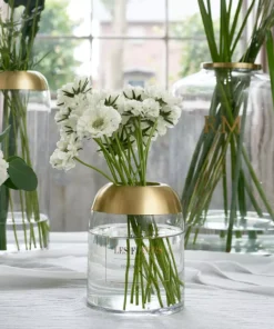 ΓΥΑΛΙΝΟ ΑΝΘΟΔΟΧΕΙΟ ΜΕ ΜΑΤ ΧΡΥΣΟ ΣΤΟΜΙΟ