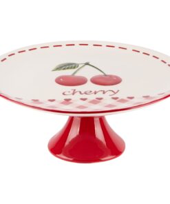 ΚΕΡΑΜΙΚΗ ΒΑΣΗ ΓΙΑ ΚΕΙΚ ΛΕΥΚΗ ΜΕ ΚΟΚΚΙΝΑ ΚΕΡΑΣΑΚΙΑ