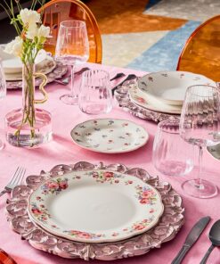 ΣΕΤ 18 ΤΕΜΑΧΙΑ ΣΕΡΒΙΤΣΙΟ ΦΑΓΗΤΟΥ ΛΕΥΚΟ ΜΕ ΡΟΖ ΑΝΘΑΚΙΑ