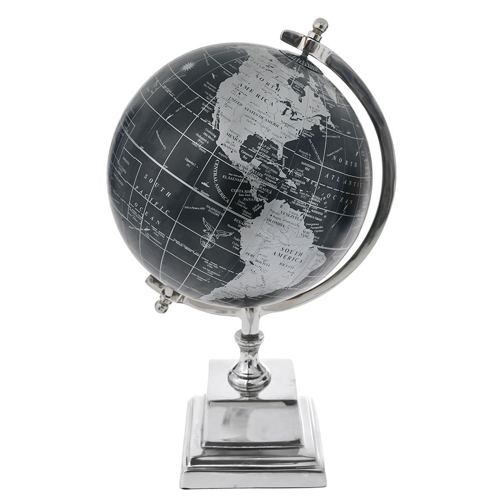 ΔΙΑΚΟΣΜΗΤΙΚΗ ΥΔΡΟΓΕΙΟΣ ΣΦΑΙΡΑ ΜΑΥΡΗ ΜΕ ΑΣΗΜΙ ΝΙΚΕΛ ΒΑΣΗ