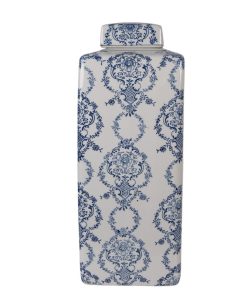 ΚΕΡΑΜΙΚΟ ΒΑΖΟ ΜΕ ΚΑΠΑΚΙ ΛΕΥΚΟ ΜΕ ΜΠΛΕ ΜΟΤΙΒΟ - LARGE