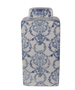 ΚΕΡΑΜΙΚΟ ΒΑΖΟ ΜΕ ΚΑΠΑΚΙ ΛΕΥΚΟ ΜΕ ΜΠΛΕ ΜΟΤΙΒΟ - SMALL