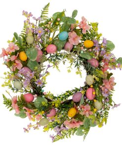 ΠΡΑΣΙΝΟ ΣΤΕΦΑΝΙ ΜΕ ΡΟΖ ΛΟΥΛΟΥΔΙΑ ΚΑΙ ΠΟΛΥΧΡΩΜΑ ΑΥΓΑ