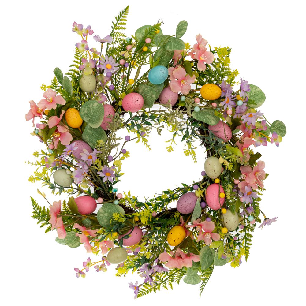 ΠΡΑΣΙΝΟ ΣΤΕΦΑΝΙ ΜΕ ΡΟΖ ΛΟΥΛΟΥΔΙΑ ΚΑΙ ΠΟΛΥΧΡΩΜΑ ΑΥΓΑ